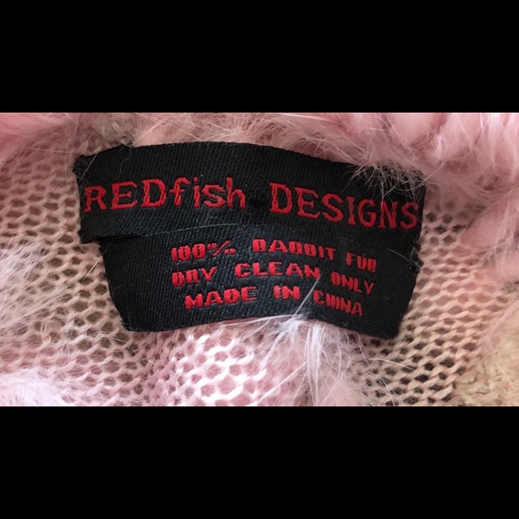Redfish Designs Pink Rabbit Fur Poncho - One Size - Picture 5 of 5